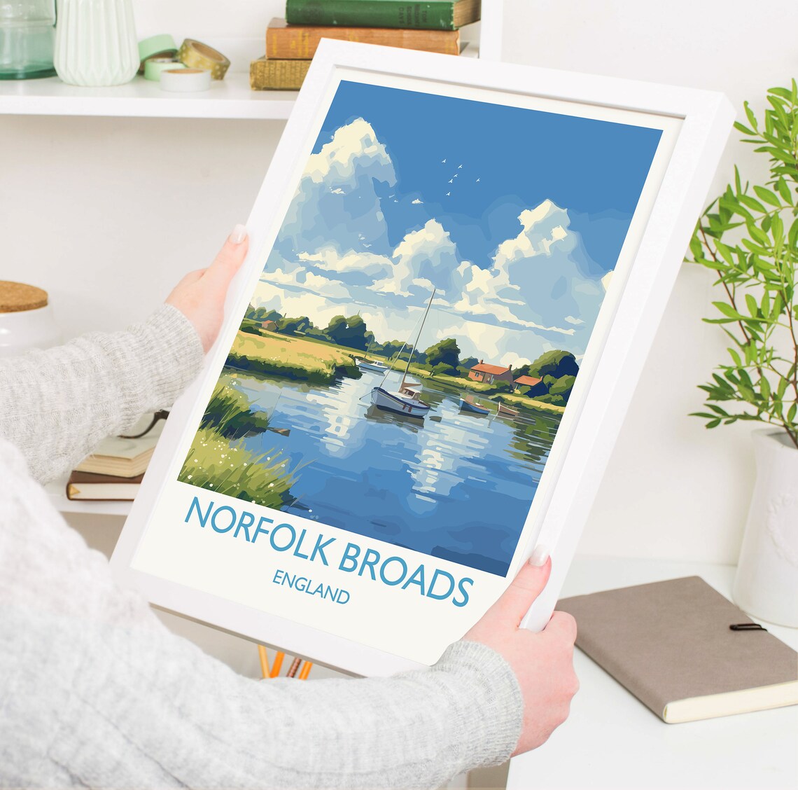 Norfolk Broads Travel Poster, England Art Print - Image 5