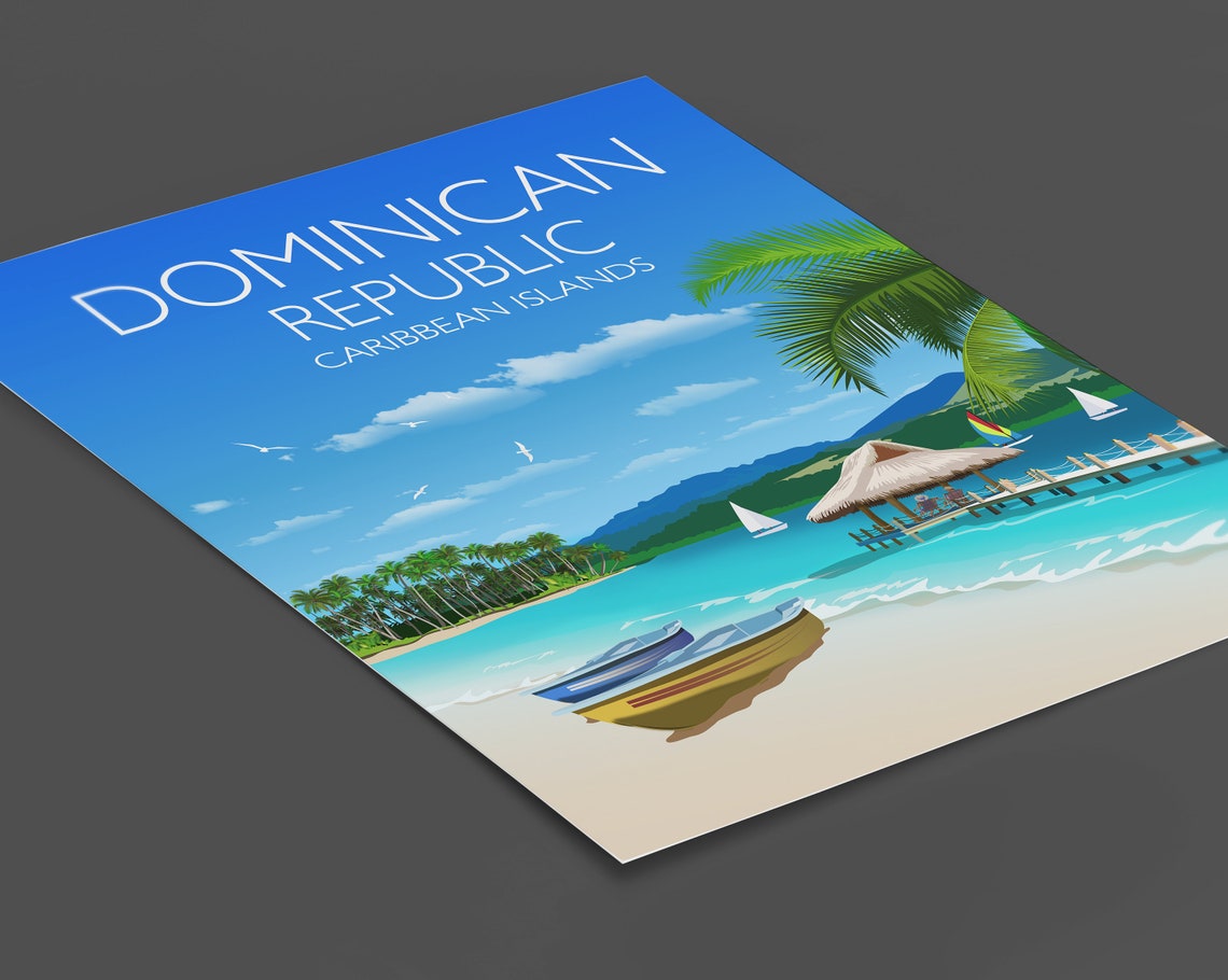 Travel Poster Of Dominican Republic Travel Print Of Dominican Republic Caribbean Travel Poster Dominican Republic Print - Image 2