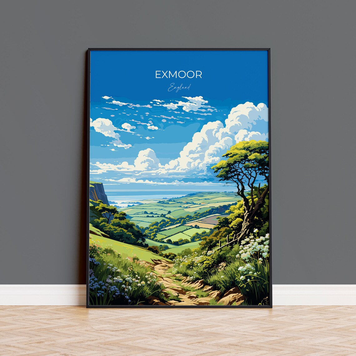 Exmoor Travel Poster Wall Art Travel Print Of Exmoor England Exmoor Art Lovers Gift English Countryside