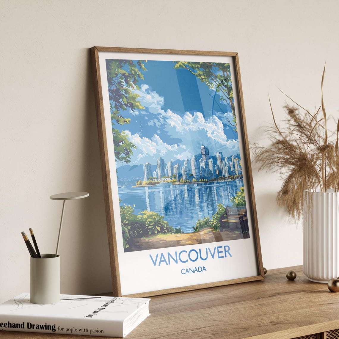 Vancouver Canada Skyline Waterfront Park View Poster With Title Below - Image 2