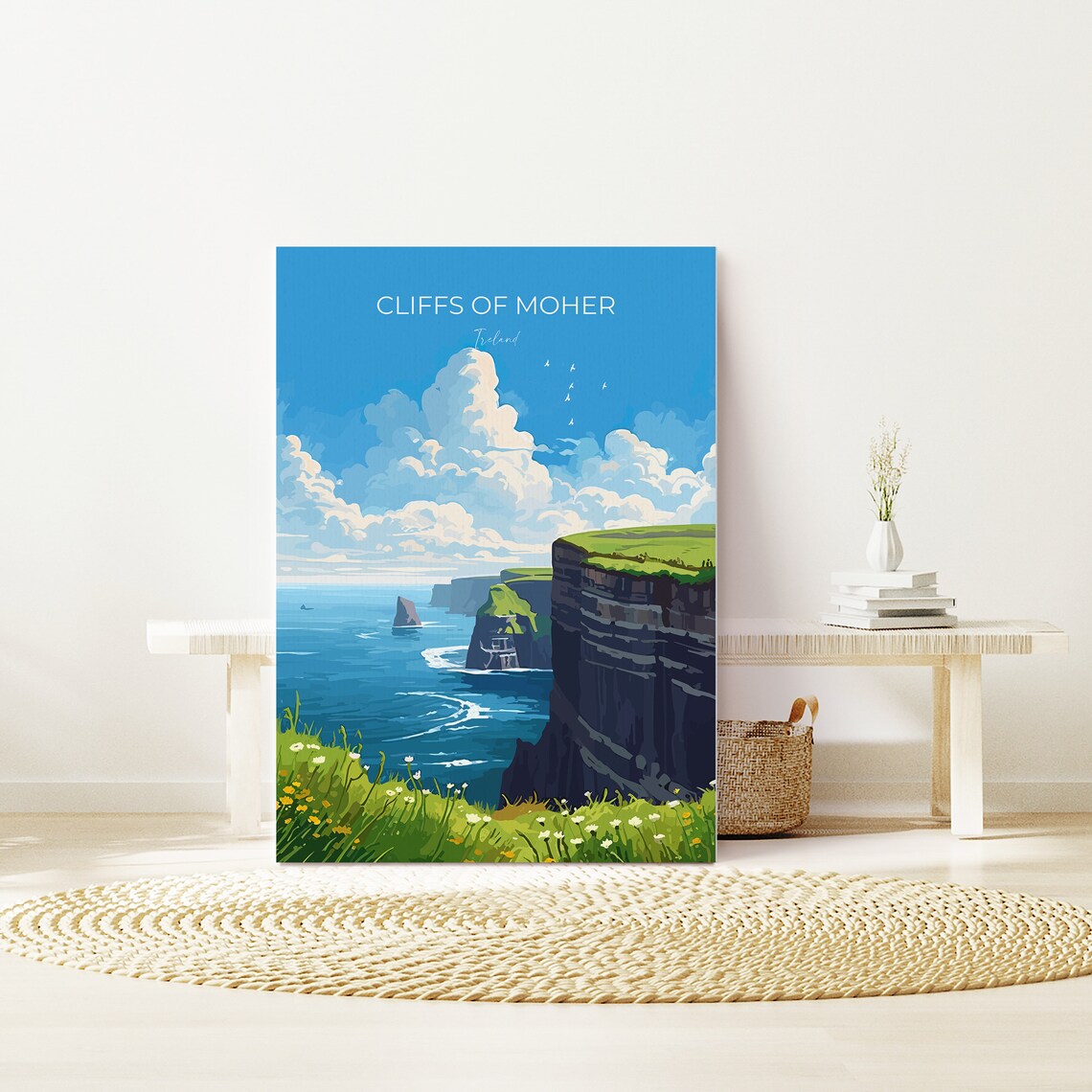 Cliffs of Moher Ireland Sea Cliffs Wildflowers Coastline Travel Poster - Image 3