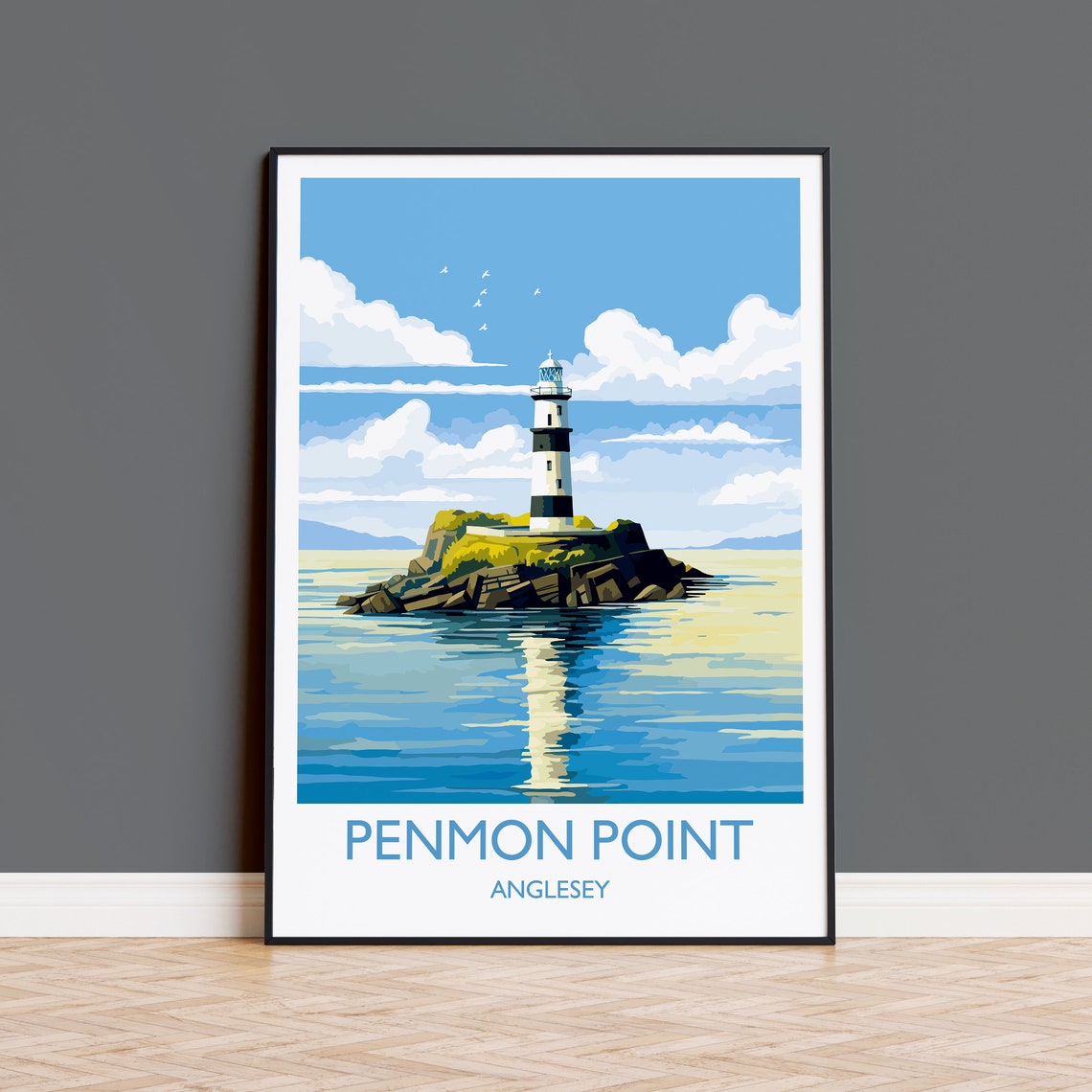 Penmon Point Anglesey Wales Lighthouse Island Seascape Art Poster