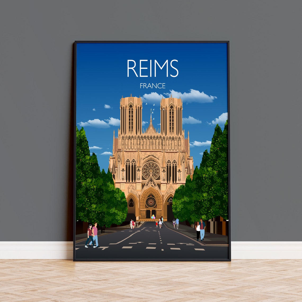 Reims Travel Poster Travel Print Of Reims France Reims Art Lovers Gift France City Wall Art Print
