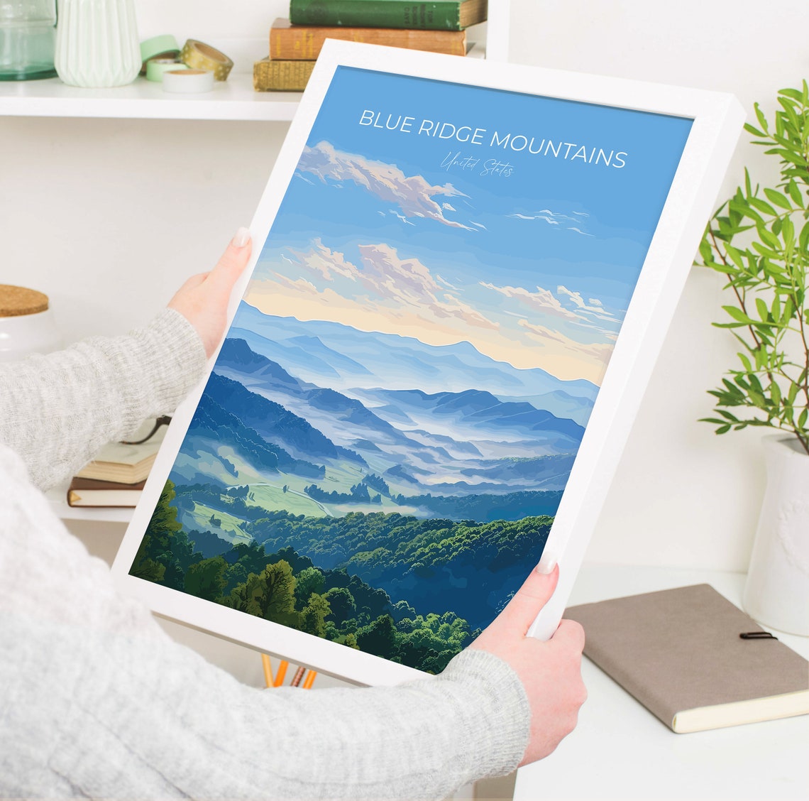 Blue Ridge Mountains Misty Valley Sunrise Travel Poster Wall Decor - Image 5