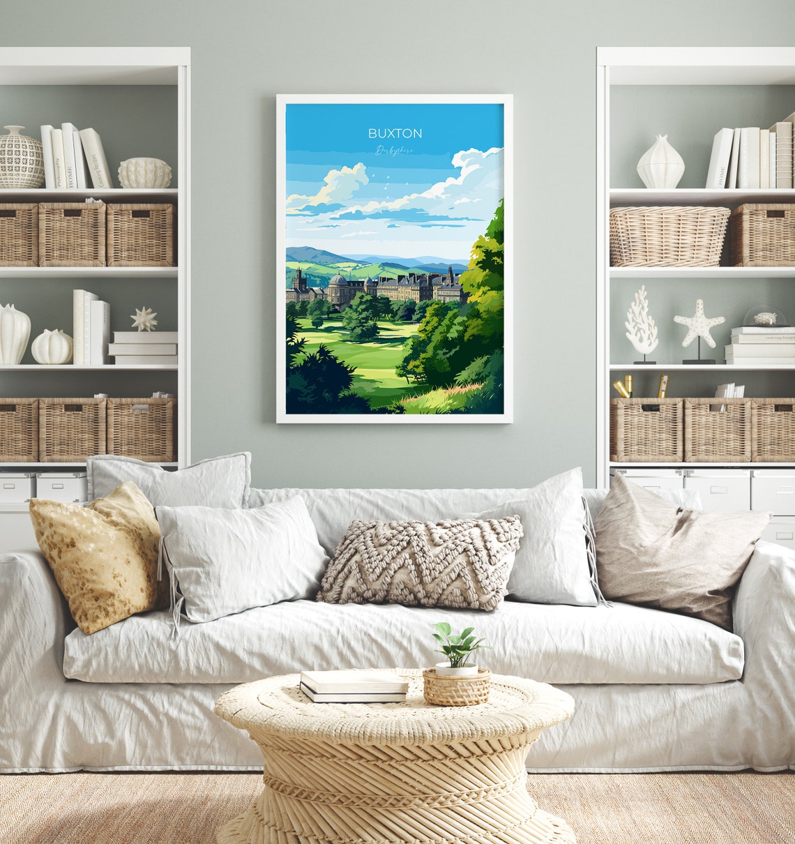 Buxton Derbyshire Historic Crescent Architecture Travel Poster - Image 4