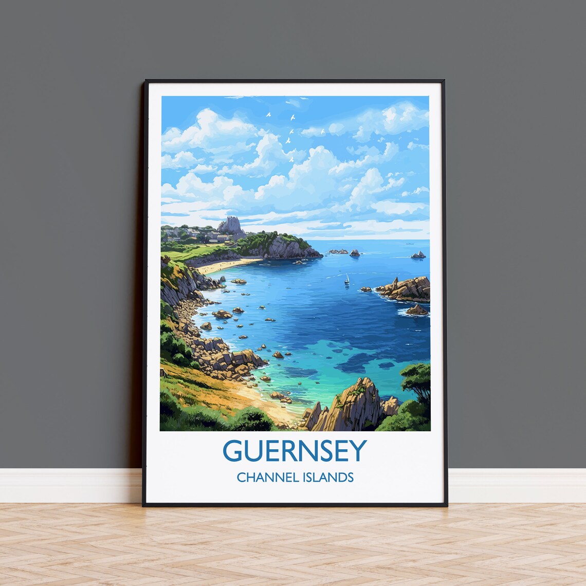 Guernsey Travel Poster, Channel Islands Art Print