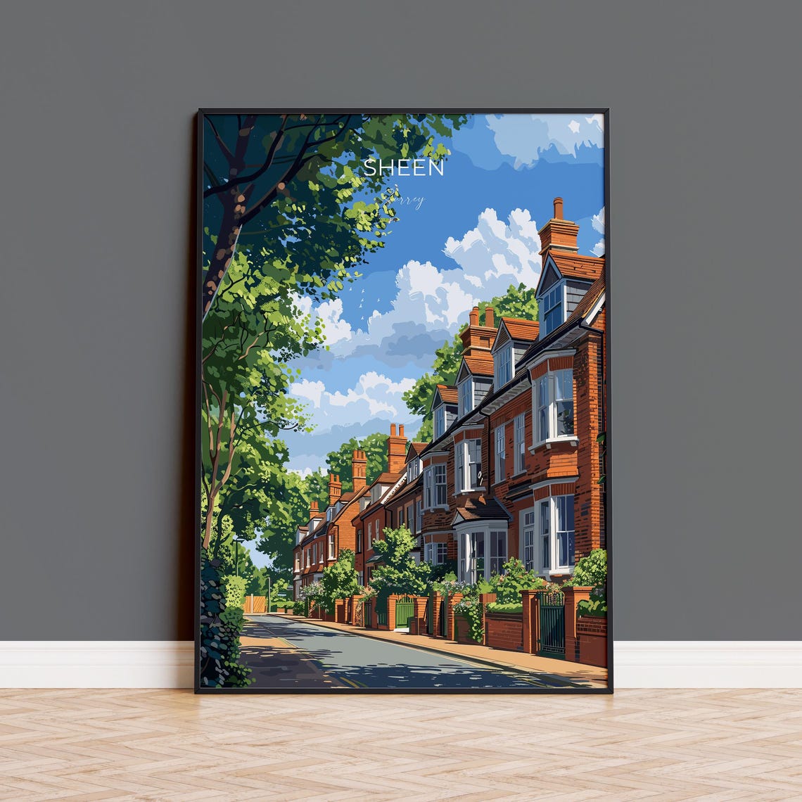 Sheen Travel Poster Travel Print Of Sheen Surrey Poster Sheen Art Gift London Art Lovers Uk Travel Gift
