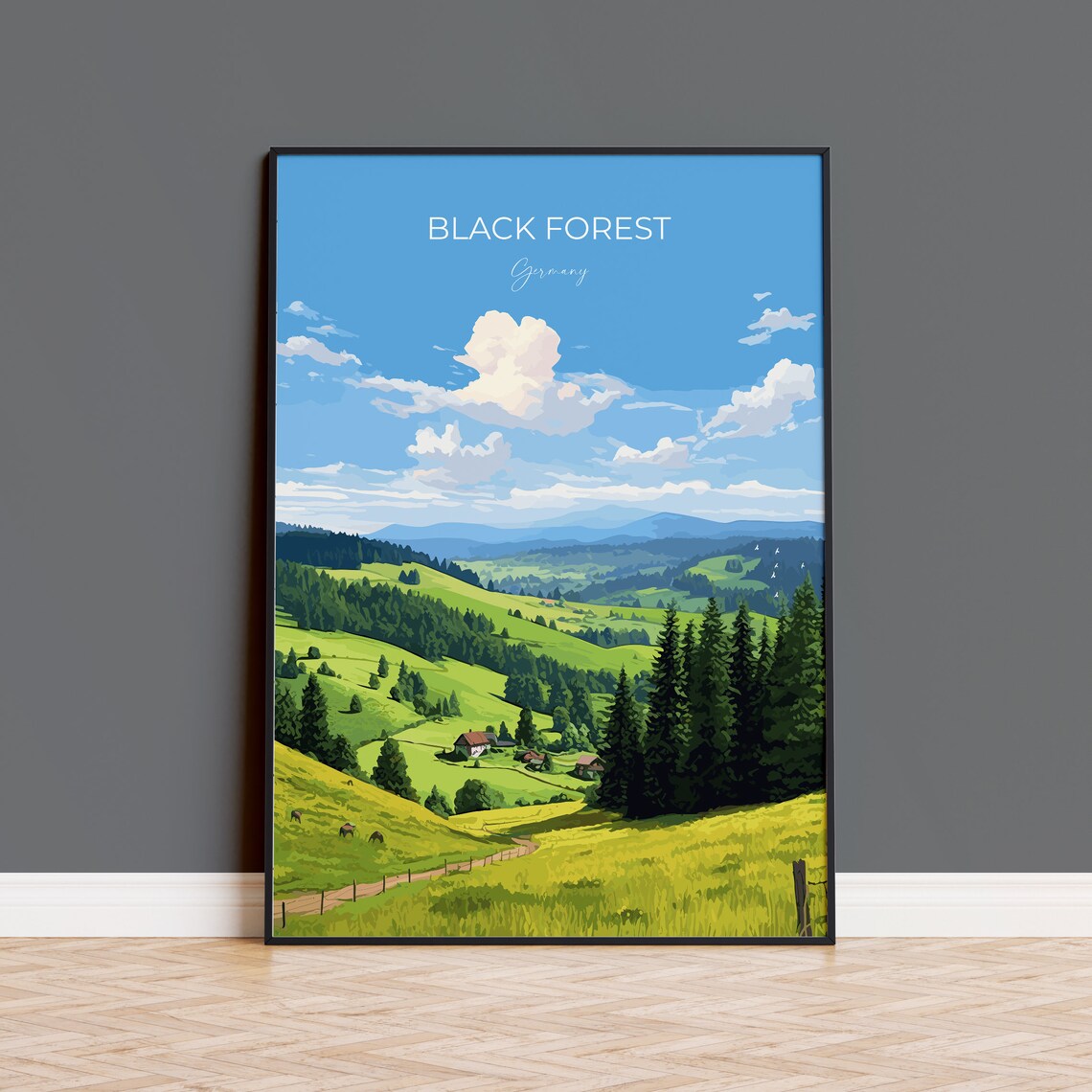 Black Forest Travel Poster, Germany Wall Art Print