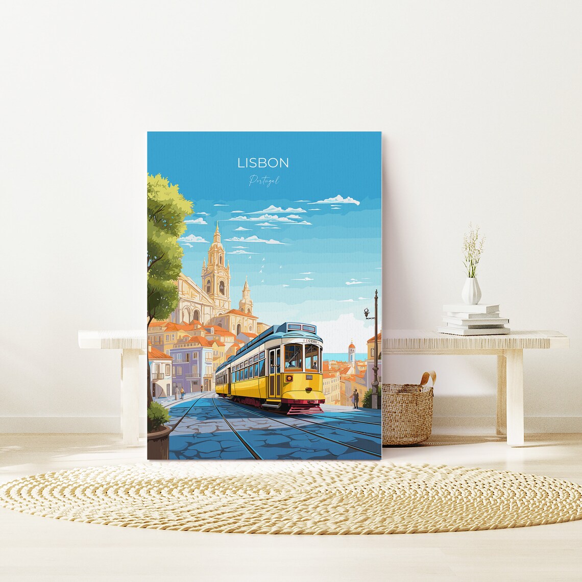Lisbon Tram Hilltop Street Lisbon Portugal City Scene Poster - Image 3