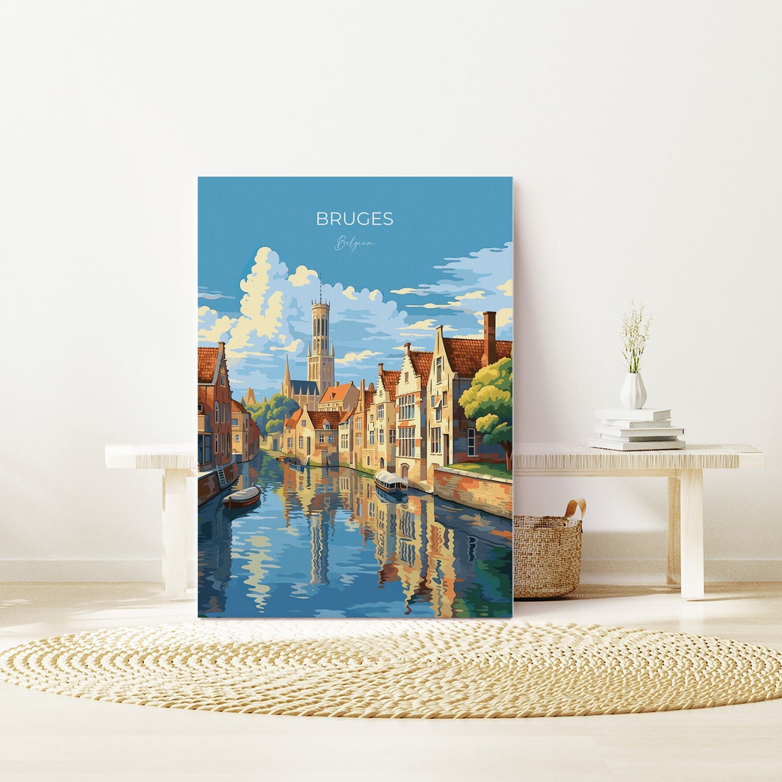 Bruges Belgium Canal Belfry Medieval Old Town View Art Poster - Image 3
