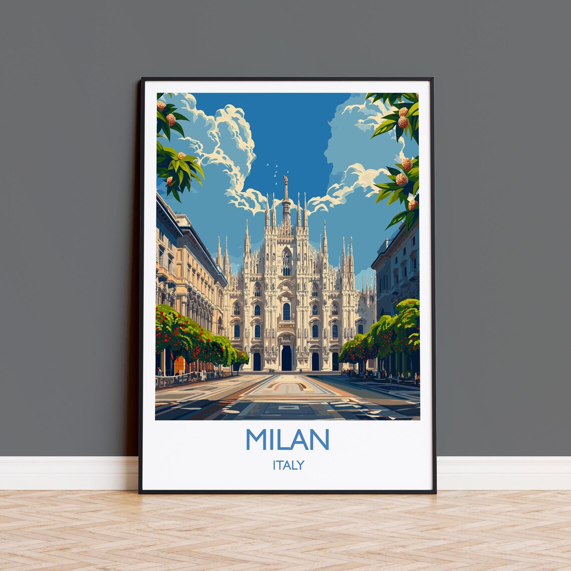 Milan Travel Poster, Italian City Art Print
