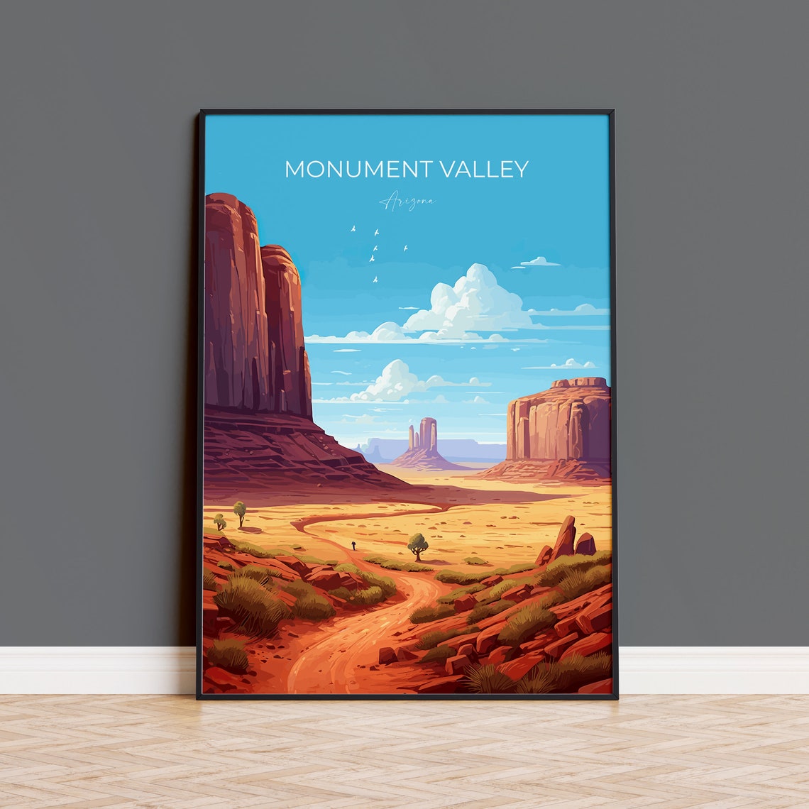Monument Valley Arizona Red Rock Buttes Desert Trail Travel Poster