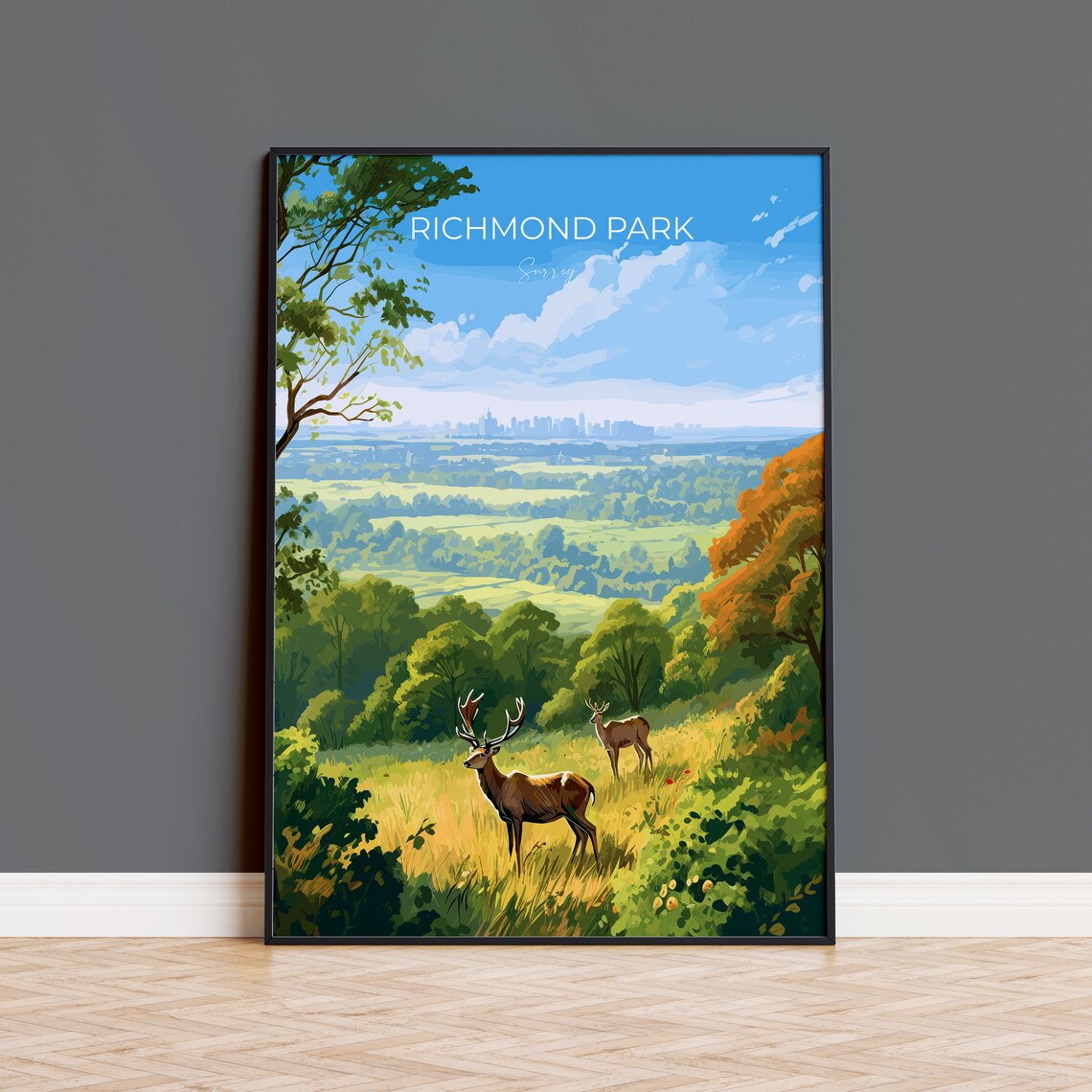 Richmond Park Travel Poster, Surrey London England
