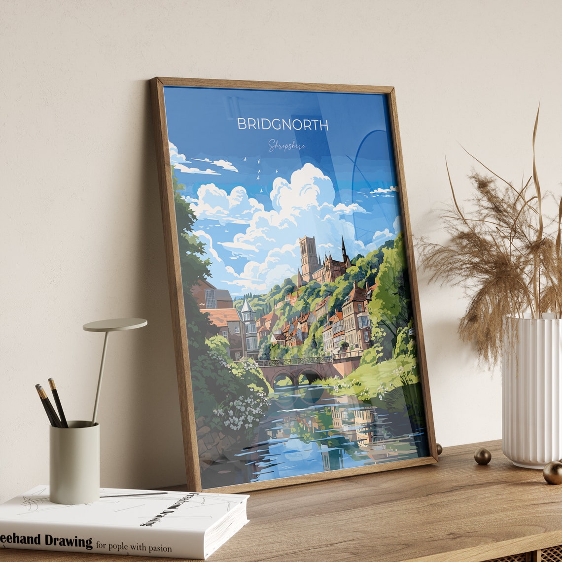 Bridgnorth Shropshire River Town Bridge Vintage Travel Poster - Image 2