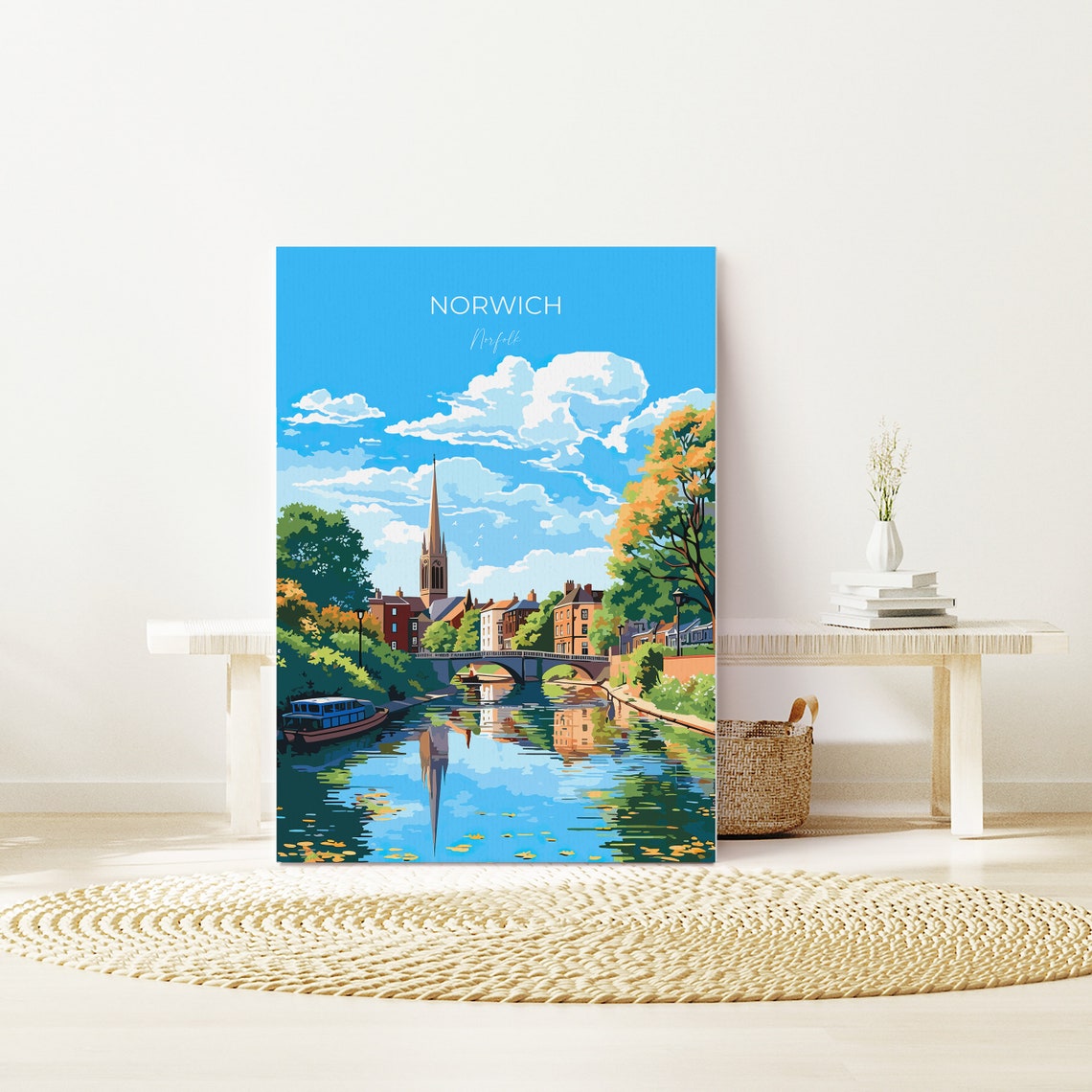 Norwich Travel Print Travel Poster Of Norwich Norfolk England Norfolk Art Norfolk Gift Norwich Gift Wall Art Print - Image 3