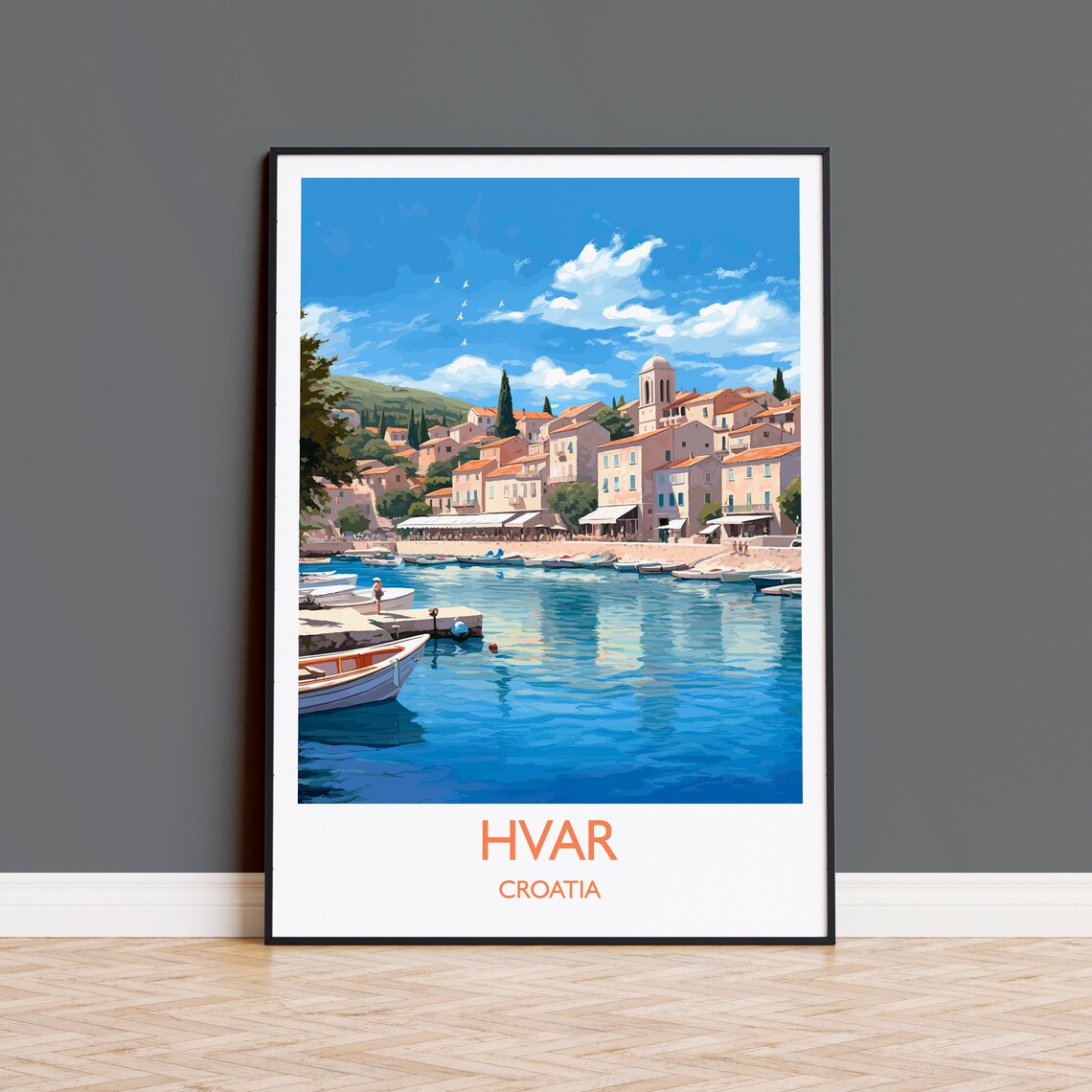 Hvar Croatia Travel Poster, Europe Travel Art Print