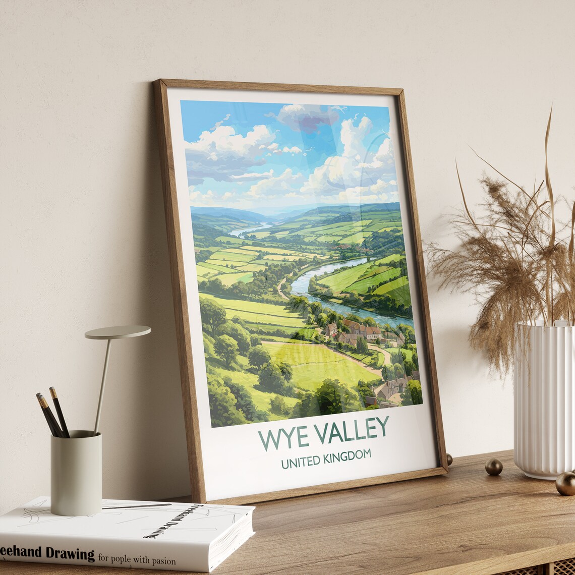 Wye Valley Travel Poster, UK Landscape Art Print - Image 3