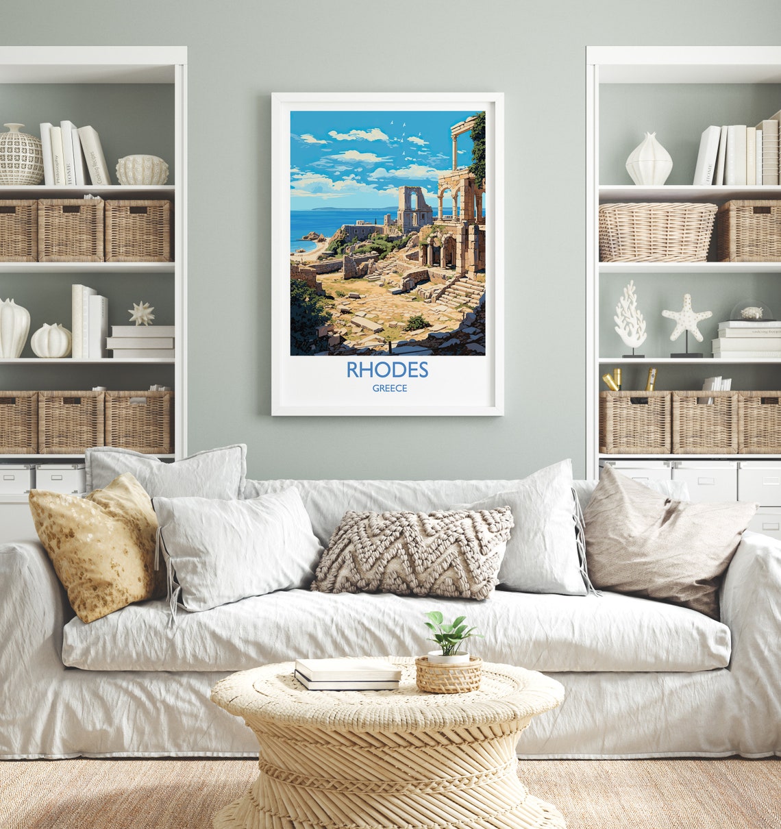 Rhodes Travel Print Travel Poster Of Rhodes Greece Gift Greek Islands Art Rhodes Gift Wall Art Print - Image 4
