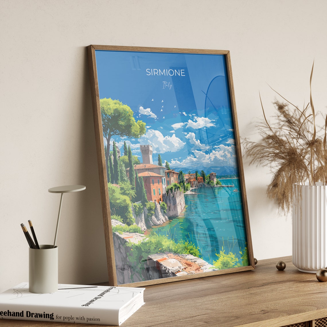 Sirmione Travel Print Wall Art Travel Poster Of Lake Garda Sirmione Art Lovers Gift Italy Italian Lakes Art Gift - Image 2
