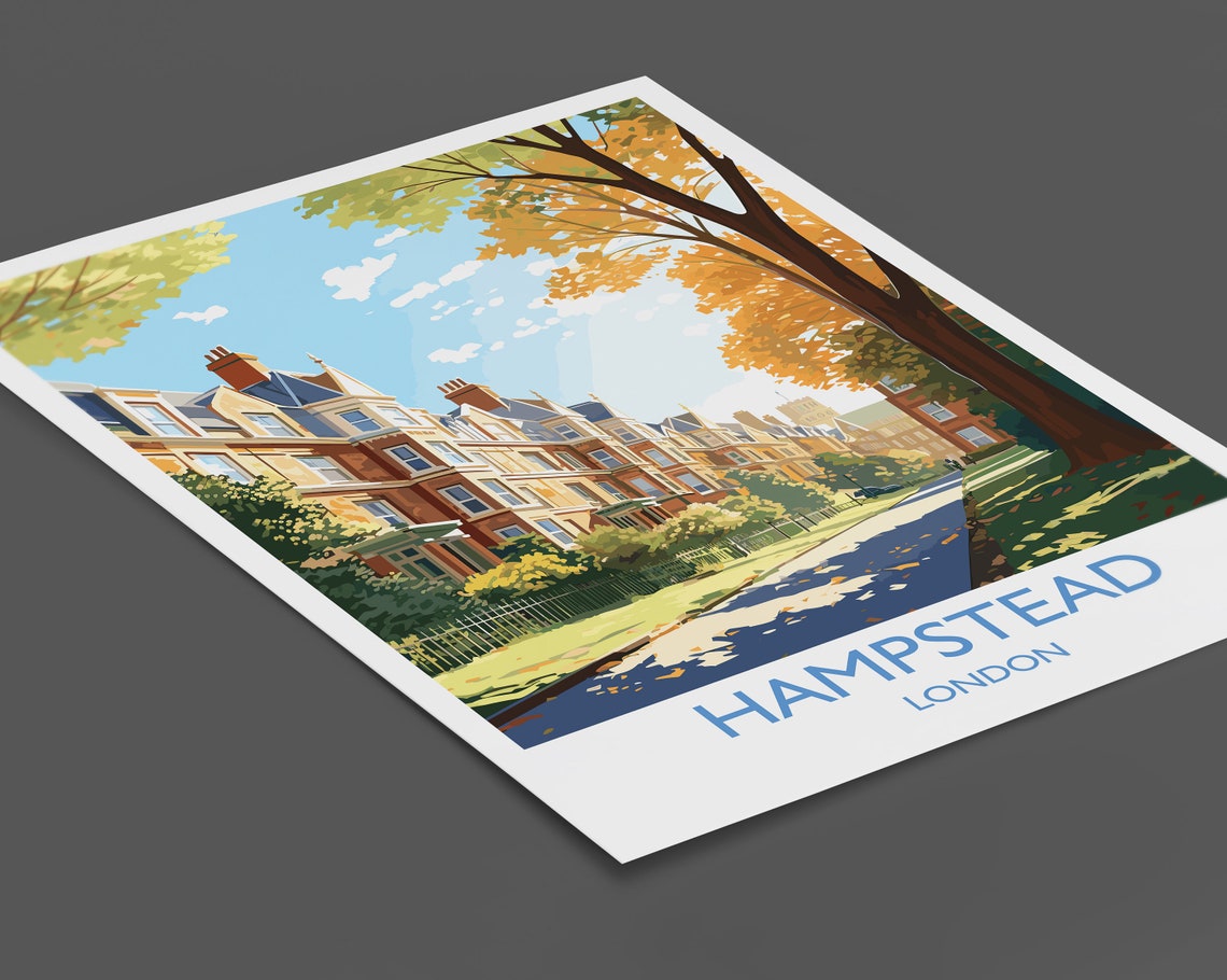Hampstead Travel Print Travel Poster Of Hampstead London Poster Hampstead Gift Hampstead Art London Art Uk Travel Gift - Image 2