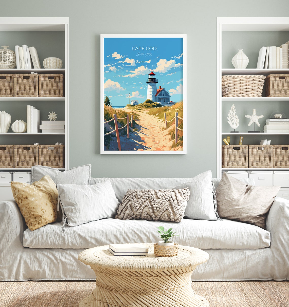 Cape Cod United States Lighthouse Sandy Dunes Path Art Poster - Image 4