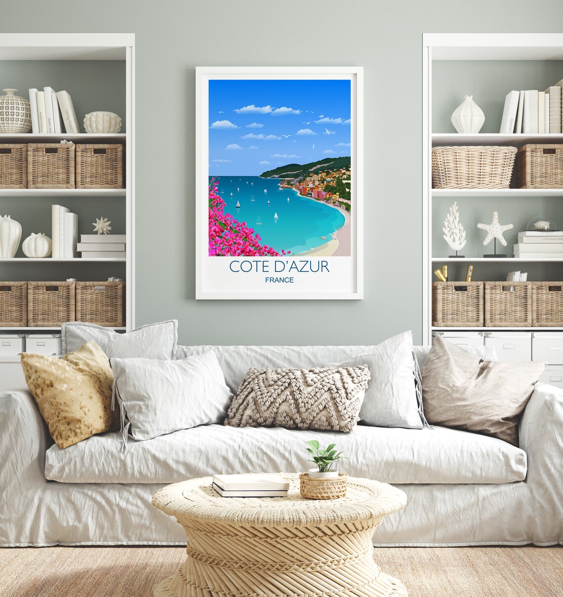 Cote Dazur Travel Print, French Riviera Wall Art - Image 2