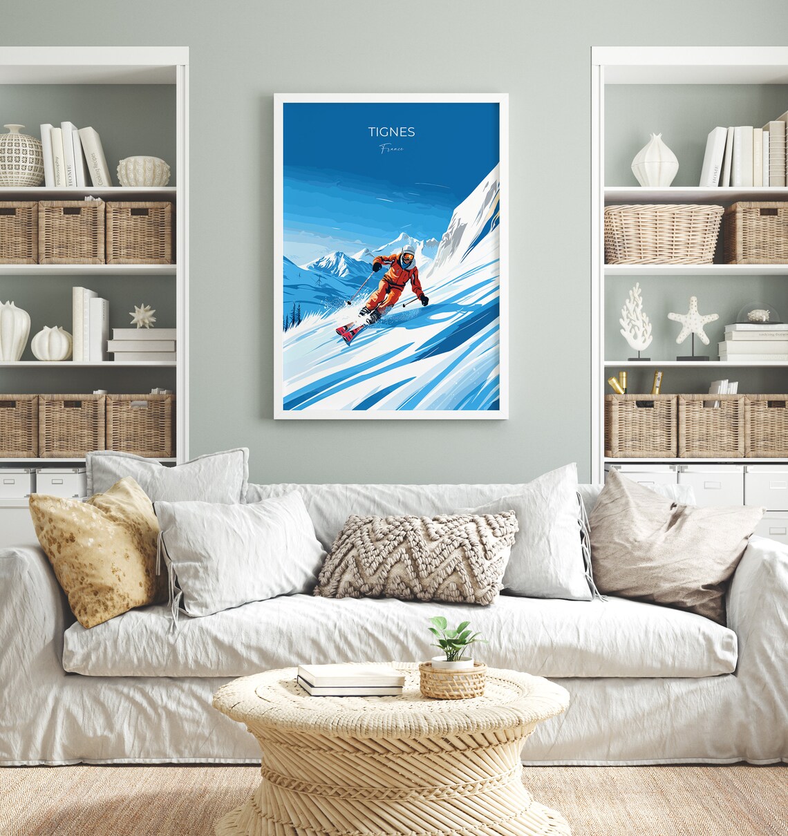 Tignes France Alpine Ski Resort Steep Powder Slope Skier Poster - Image 4