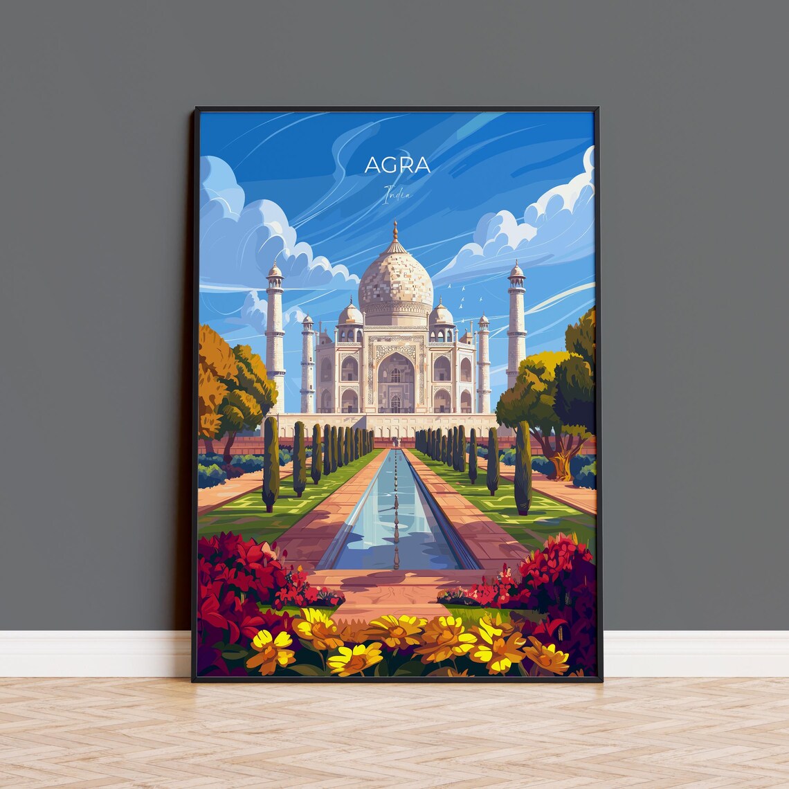 Agra Travel Poster, Taj Mahal Travel Print