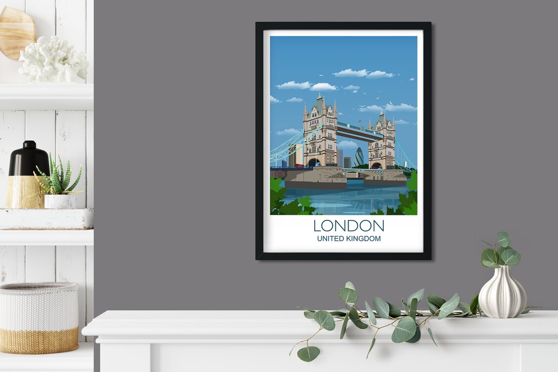 Tower Bridge London Travel Poster, City Skyline Print - Image 3