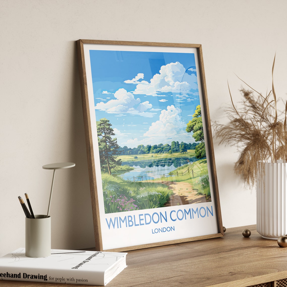 Wimbledon Common Travel Print Travel Poster Of Wimbledon Common London Poster Wimbledon Common Art Gift London Art Lovers Uk Travel Gift - Image 2