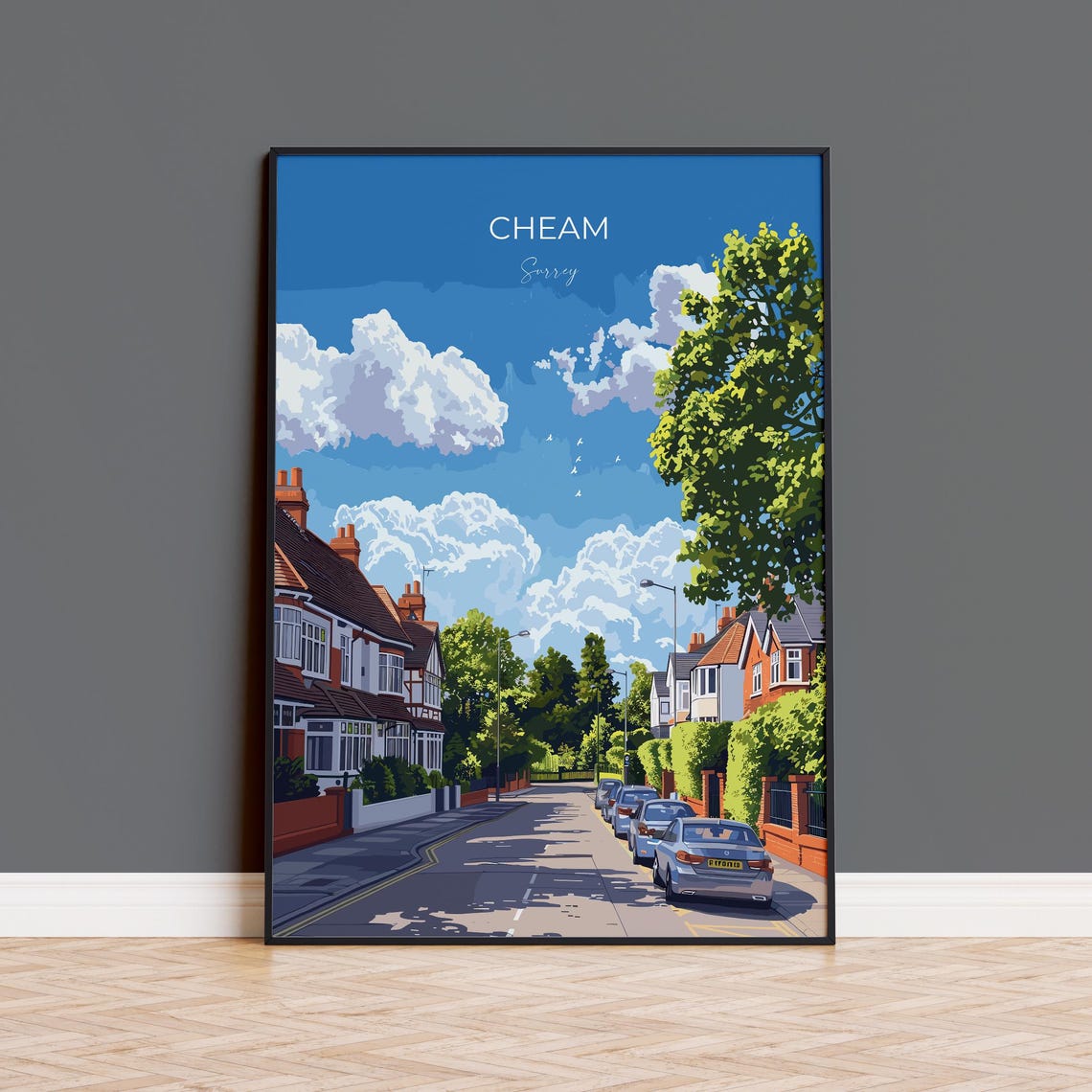 Cheam Travel Poster Travel Print Of Cheam Surrey Poster Cheam Art Gift London Art Lovers Uk Travel Gift