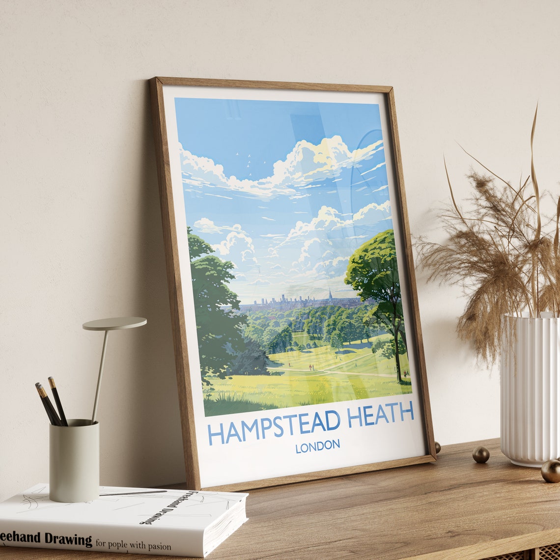 Hampstead Heath Travel Poster Travel Print Of Hampstead Heath London Poster Hampstead Heath Art Gift London Art Lovers Uk Travel Gift - Image 3