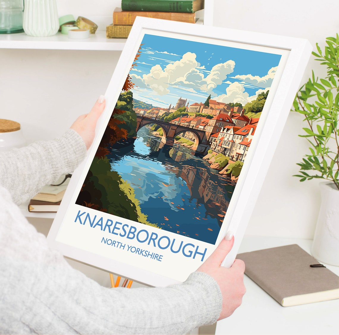 Knaresborough Travel Print Travel Poster Of Knaresborough North Yorkshire Gift England Knaresborough Art Lovers Gift Wall Art Print - Image 5