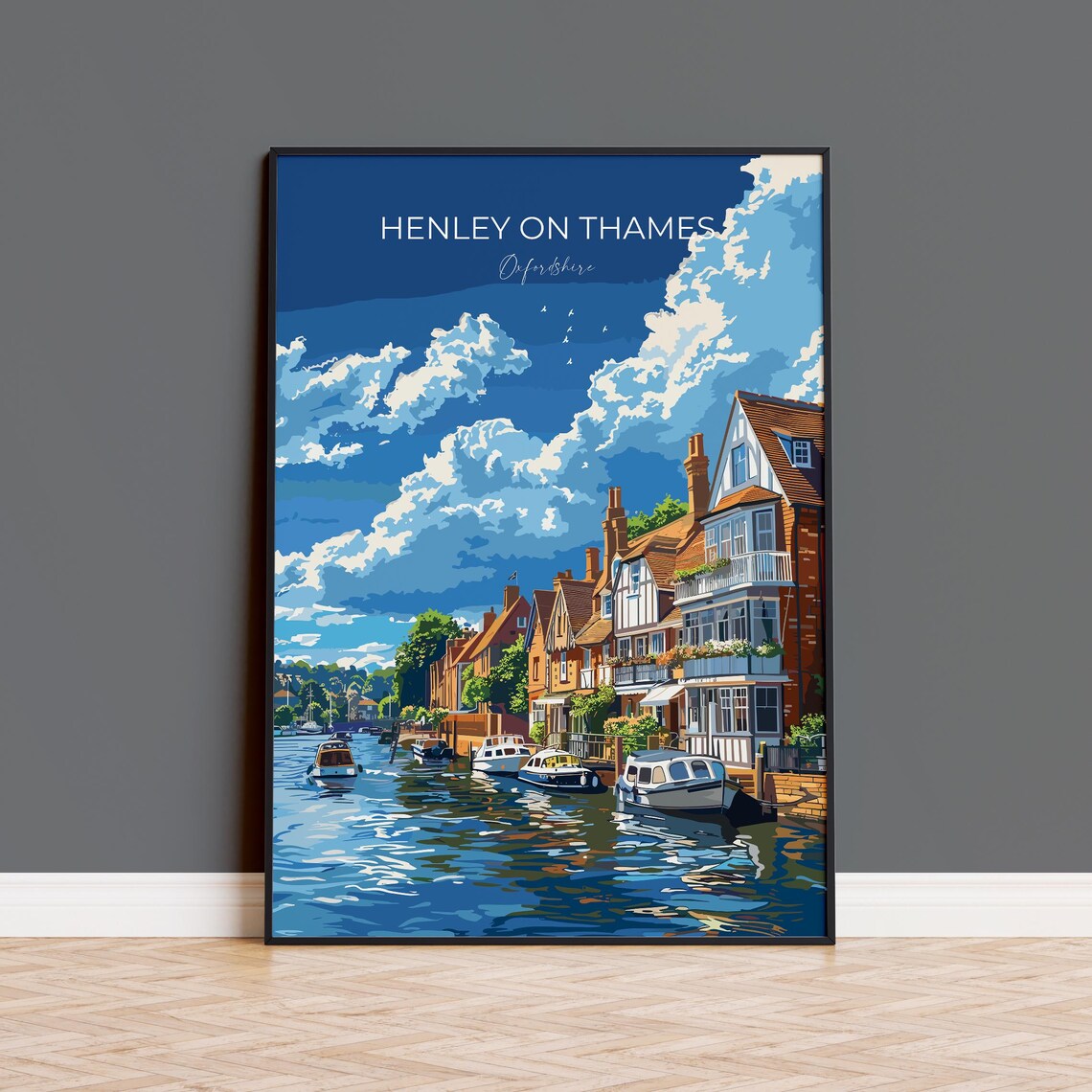 Henley On Thames Travel Poster, Oxfordshire Countryside