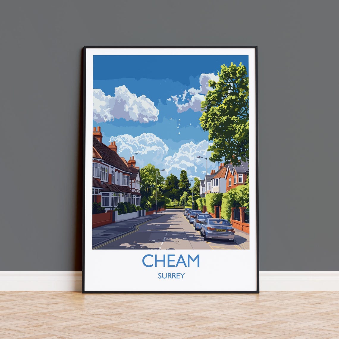 Cheam Travel Print Travel Poster Of Cheam Surrey Poster Cheam Art Gift London Art Lovers Uk Travel Gift