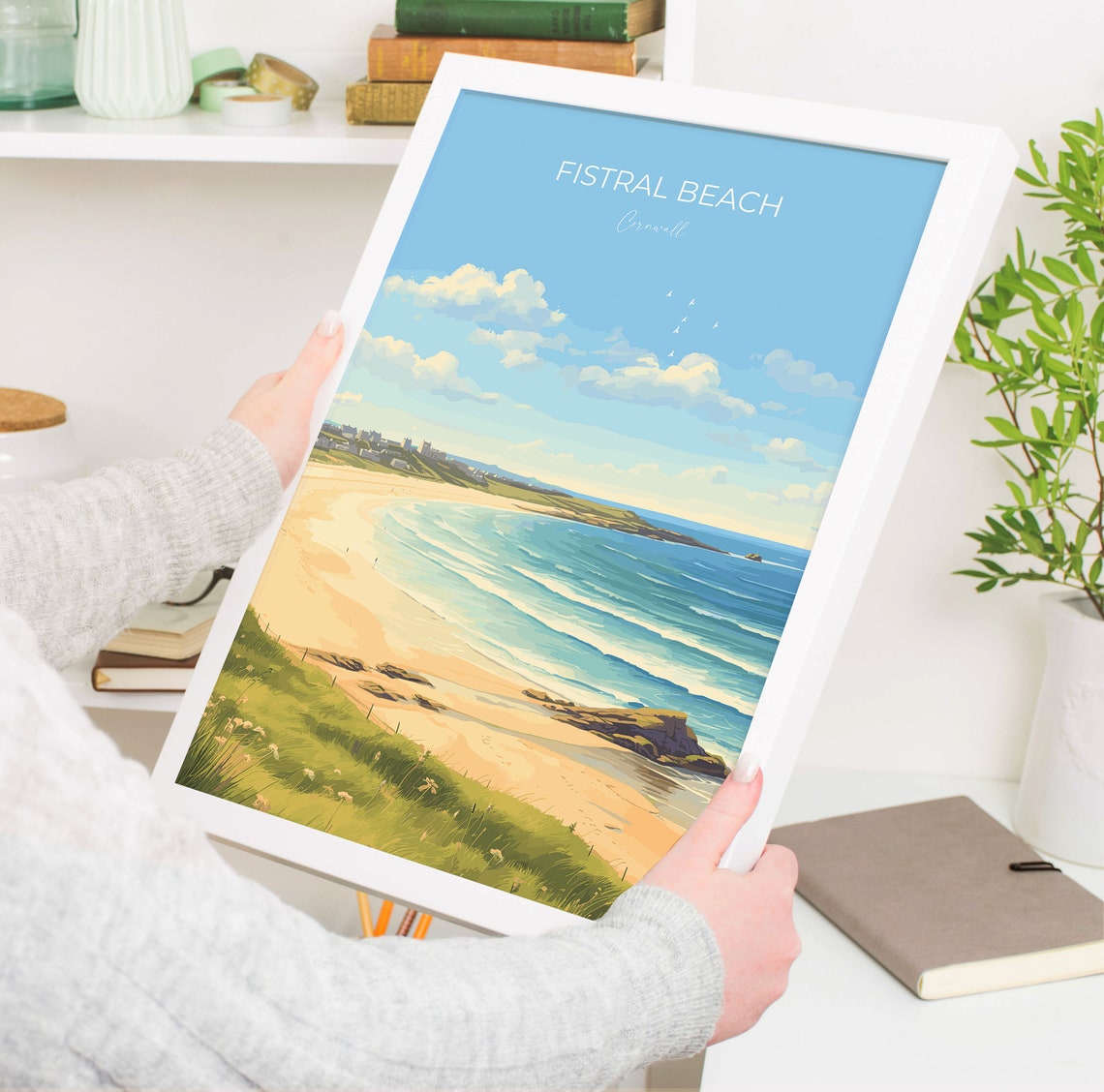 Fistral Beach Cornwall Blue Waves Beach Shore Scene Travel Poster - Image 5