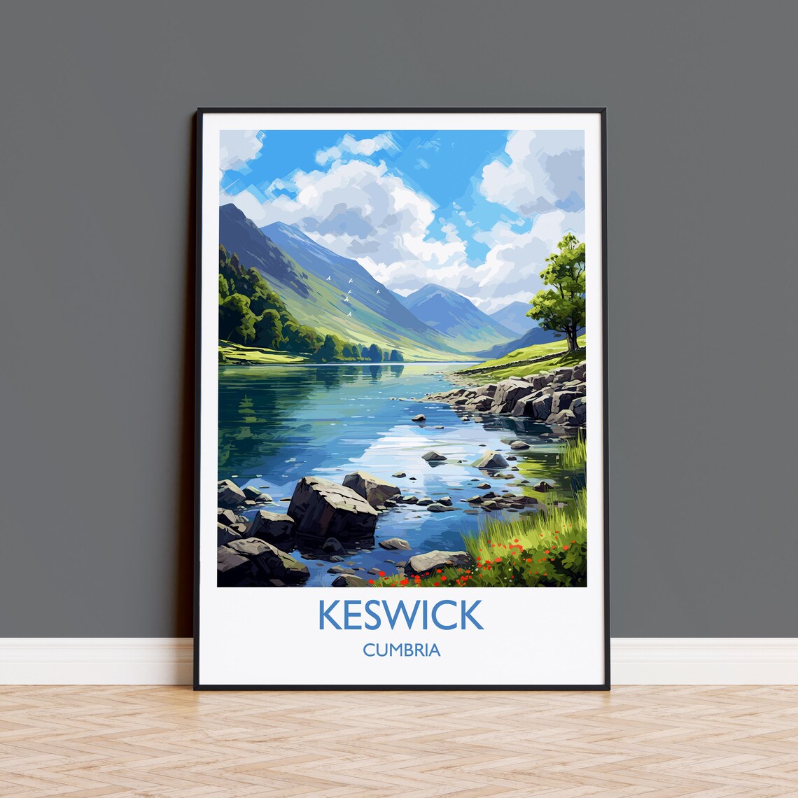 Keswick Travel Poster, Cumbria England Art Print