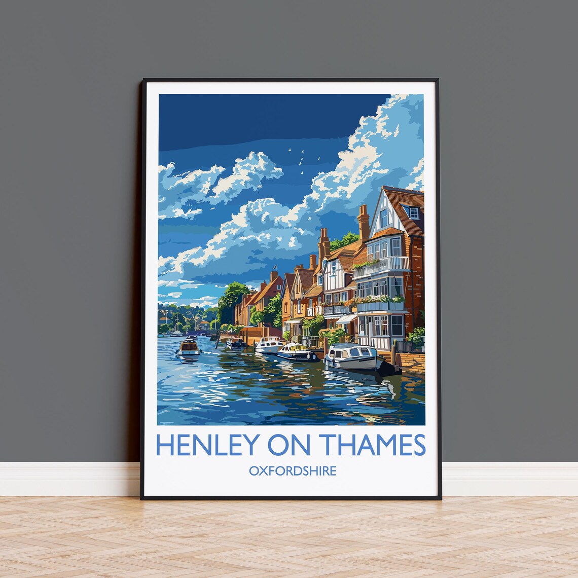 Henley on Thames Oxfordshire Riverside Vintage Travel Poster