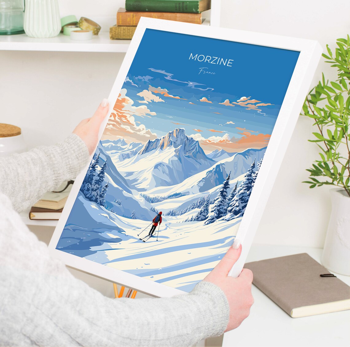 Morzine France Alpine Ski Resort Snowy Peaks Glowing Sunset Poster - Image 5