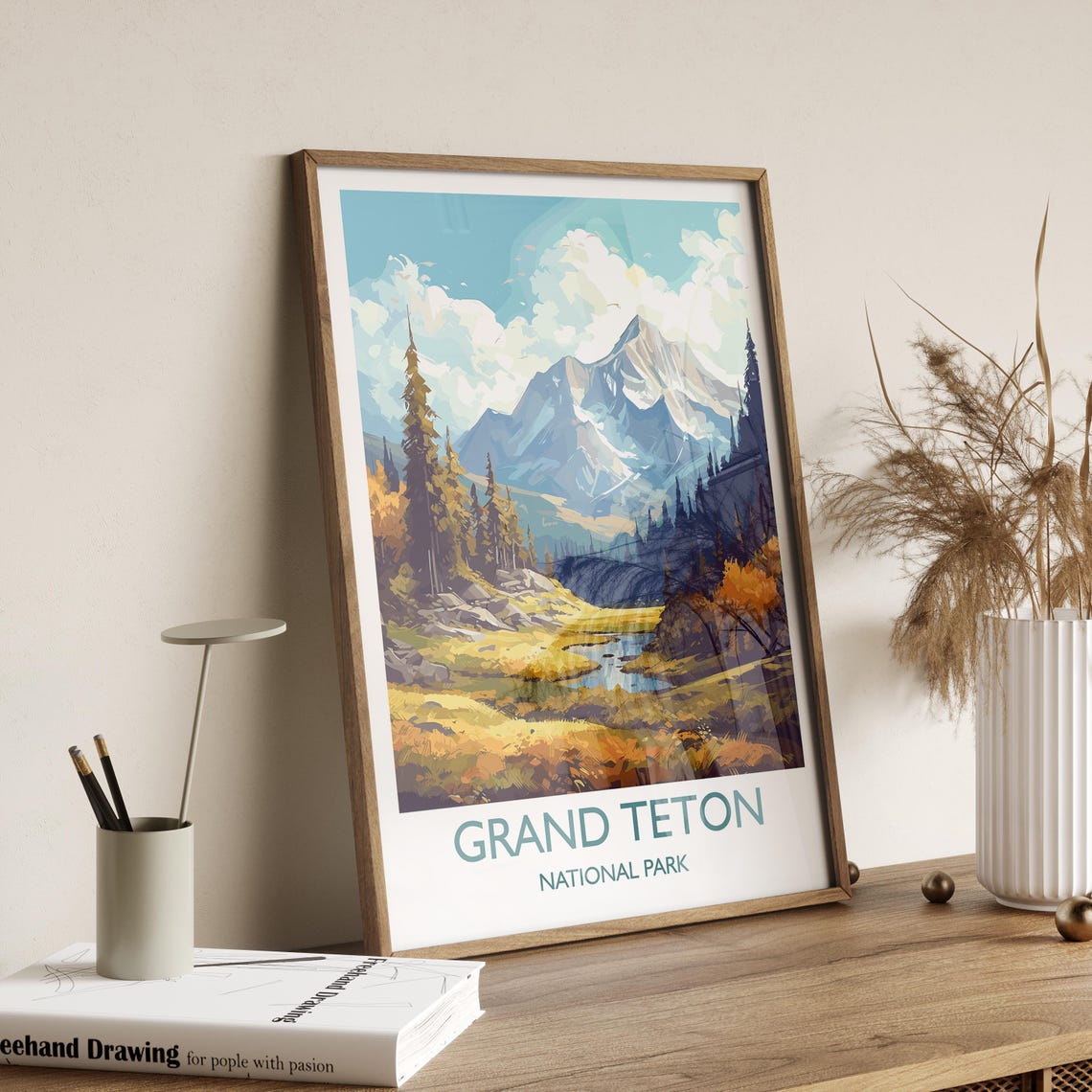 Grand Teton Poster Travel Print Of Grand Teton North America Grand Teton Art Lovers Gift Usa National Park Travel Gift - Image 4
