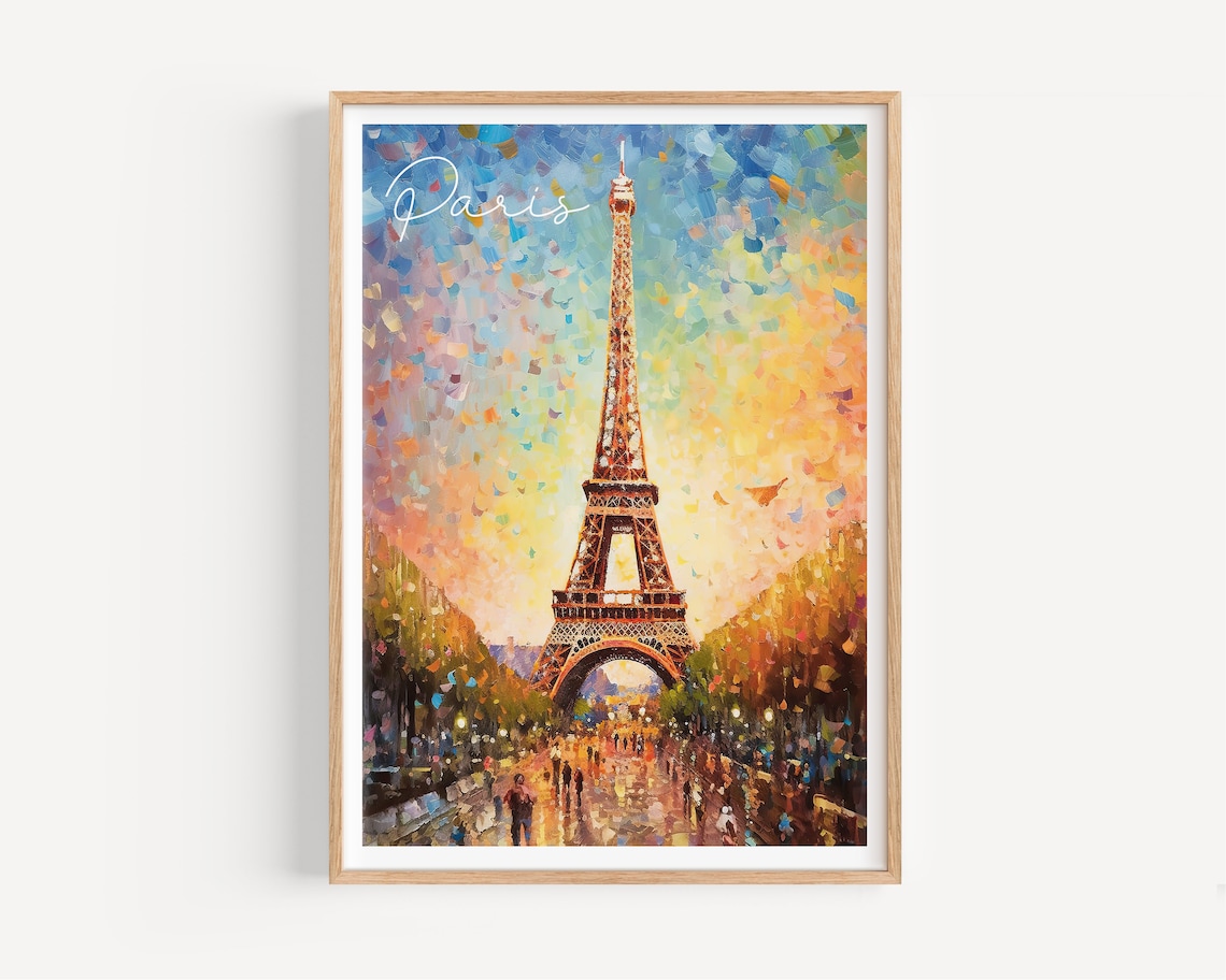 Eiffel Tower Golden Sunset Stroll Paris France Avenue Poster