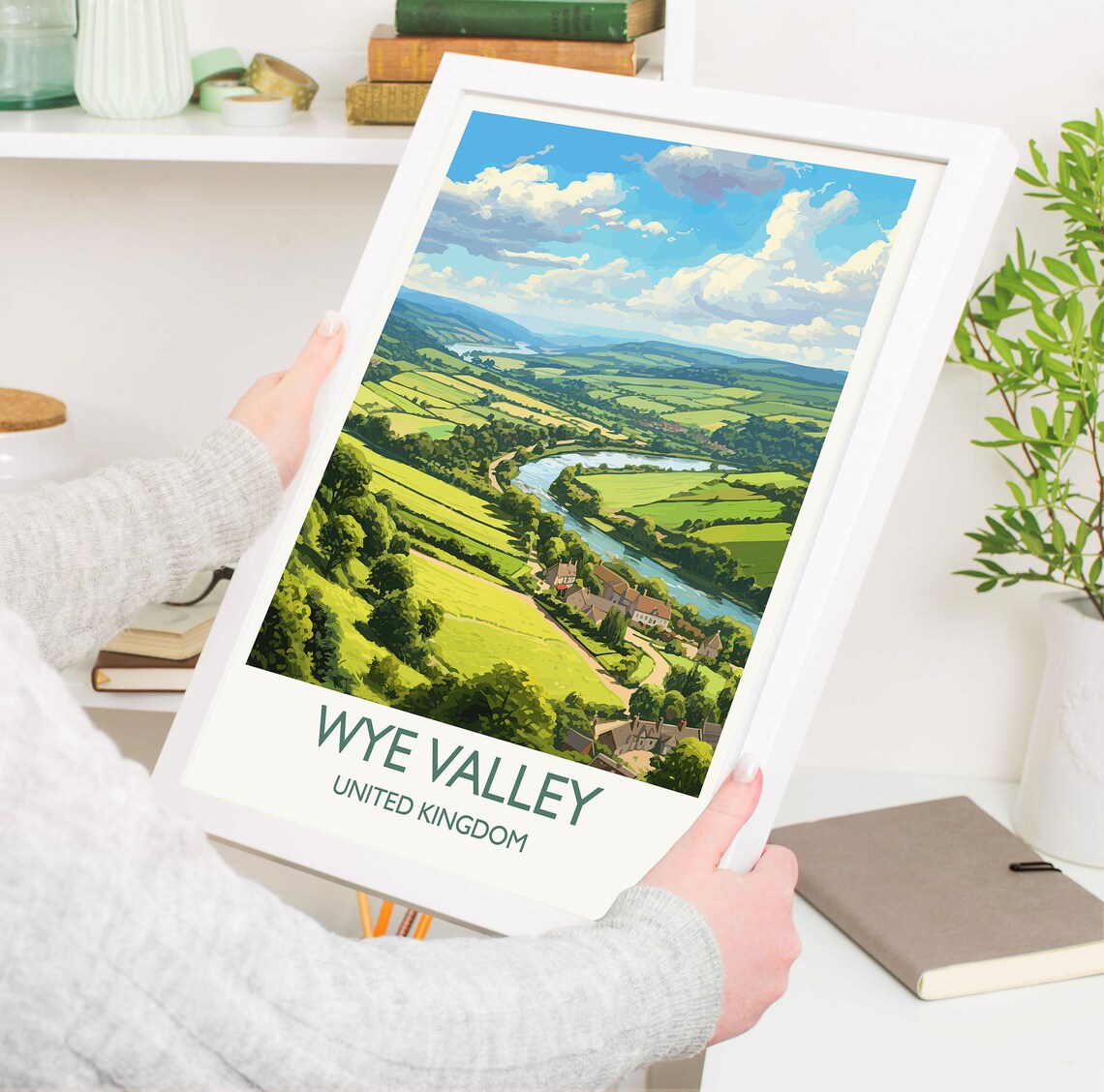 Wye Valley Travel Poster, UK Landscape Art Print - Image 5
