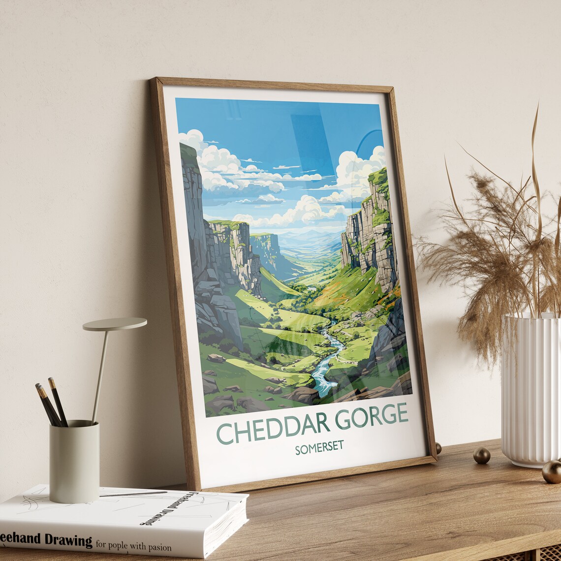 Cheddar Gorge Travel Poster, Somerset England - Image 3