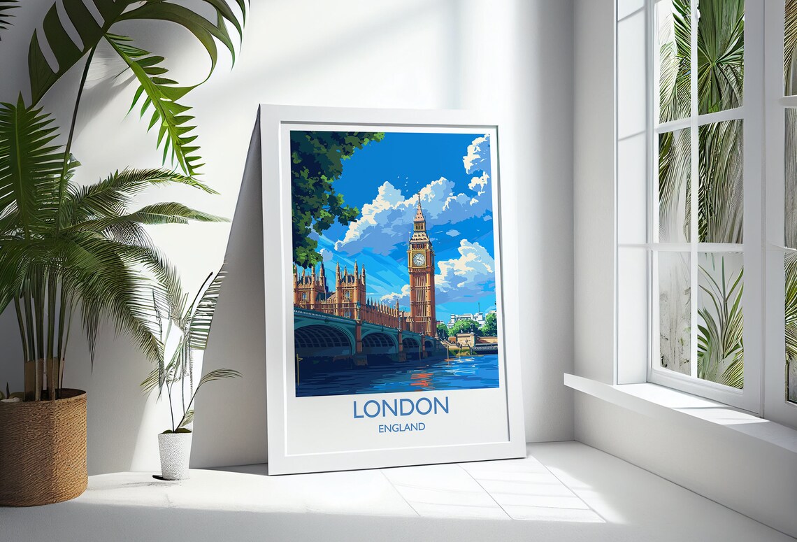 London Travel Print Wall Art Travel Poster Of London London Art Lovers Gift Big Ben Art Gift - Image 2