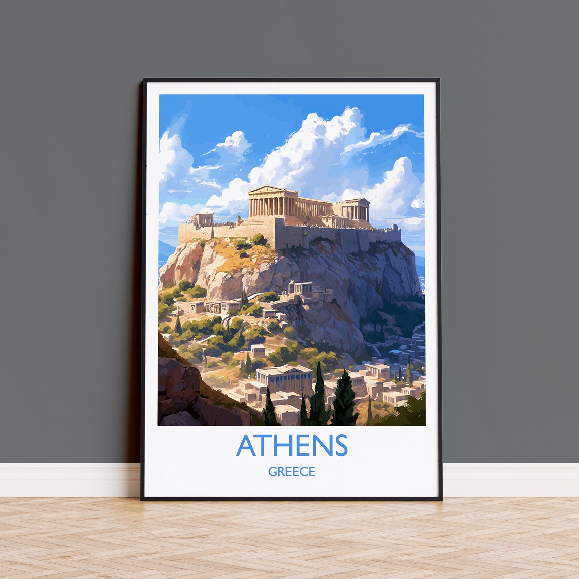 Athens Greece Acropolis Parthenon Ancient Ruins Travel Poster