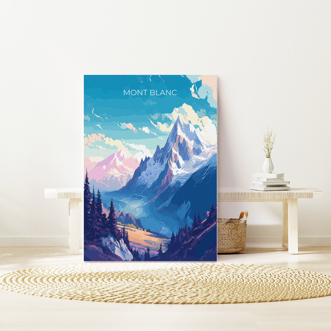 Mont Blanc Alps Snow Capped Peaks Alpine Scene Travel Poster - Image 3