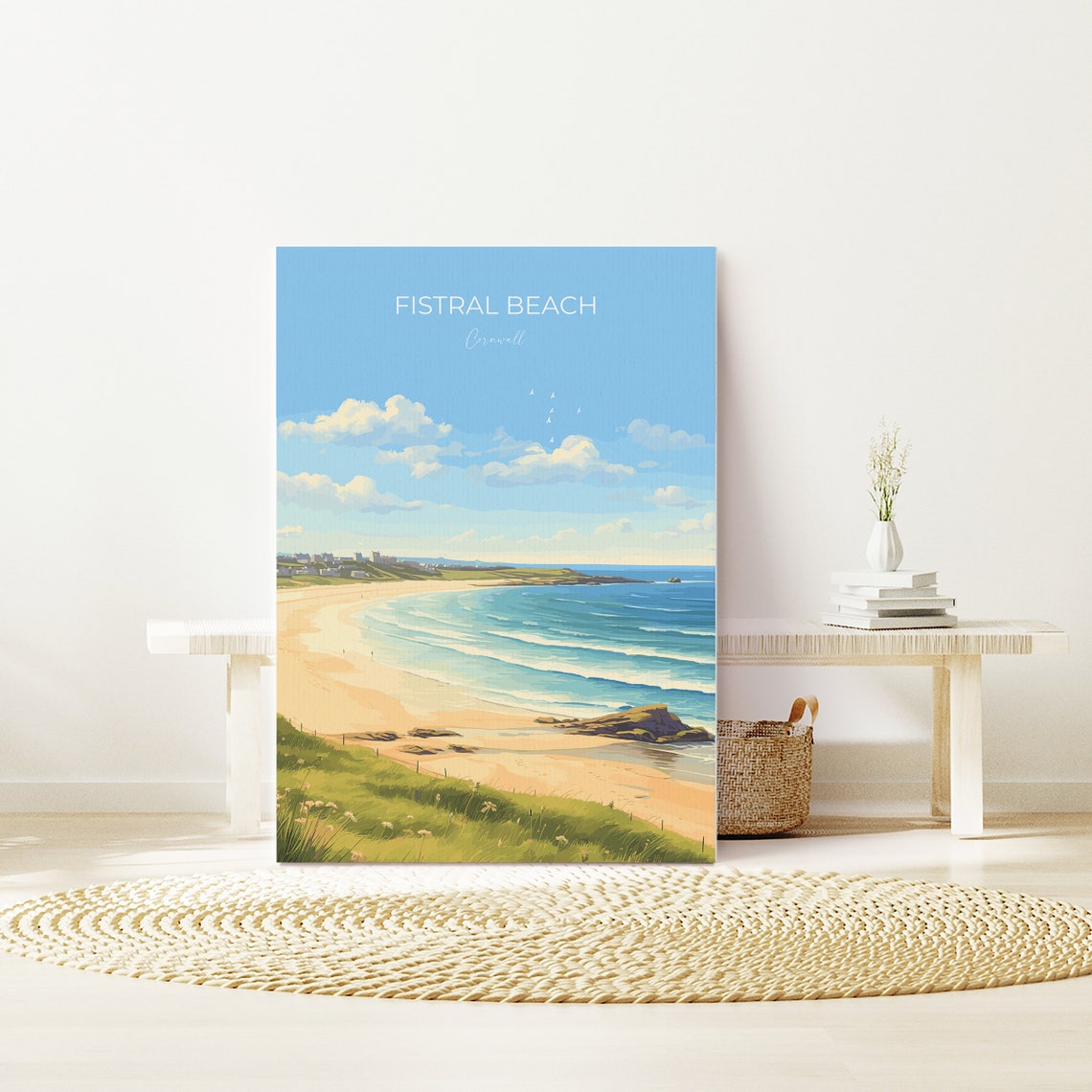 Fistral Beach Cornwall Blue Waves Beach Shore Scene Travel Poster - Image 3