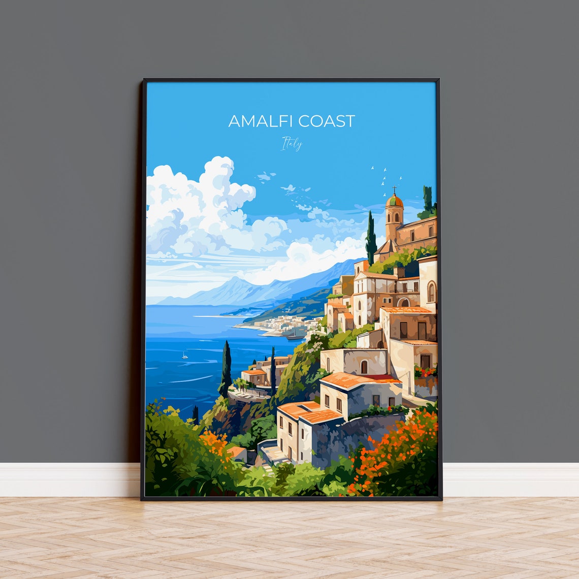 Amalfi Poster Travel Print Of Amalfi Coast Italy Poster Amalfi Coast Art Gift Sorrento Art Italy Art Travel Gift