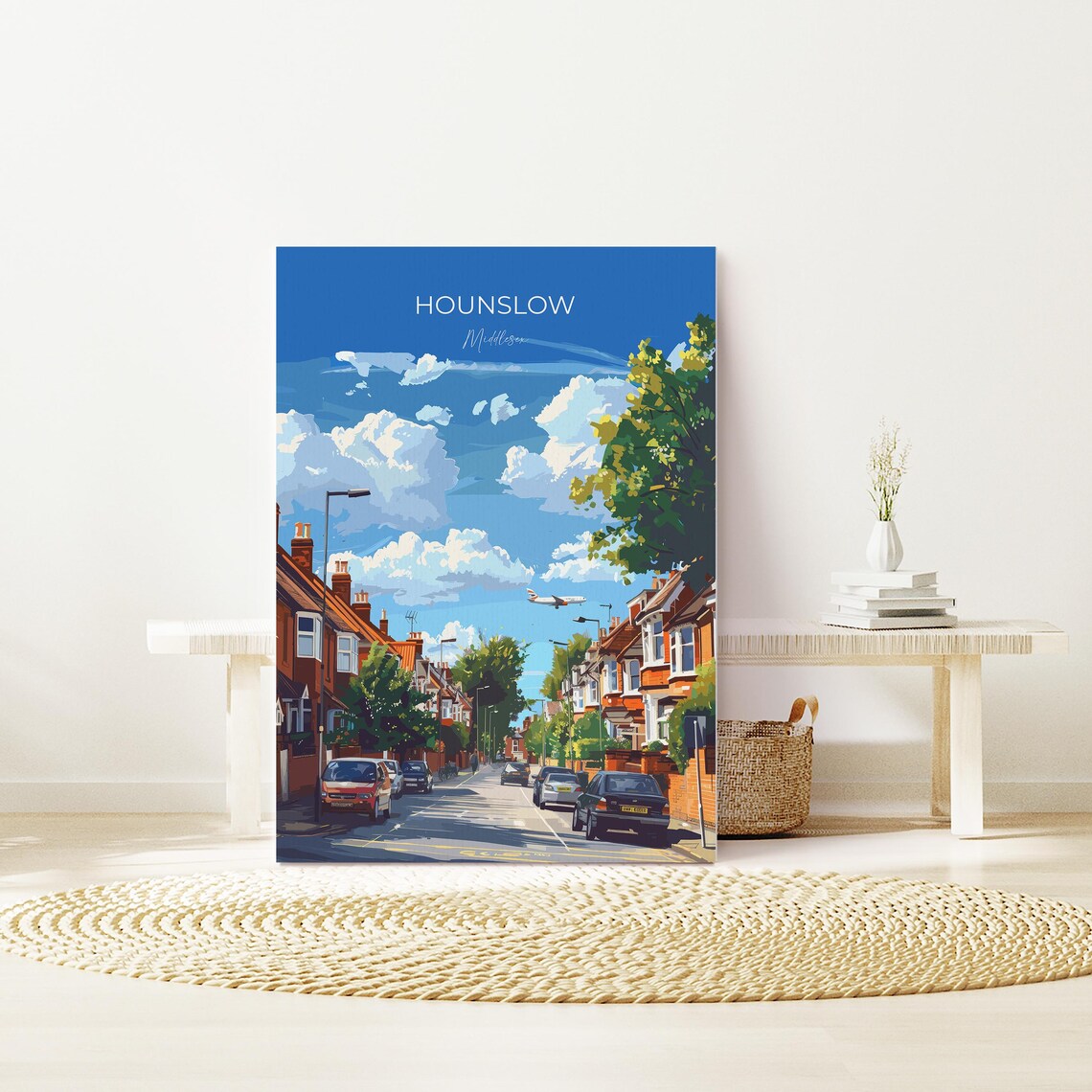 Hounslow Middlesex London Street Plane Overhead Travel Poster - Image 2