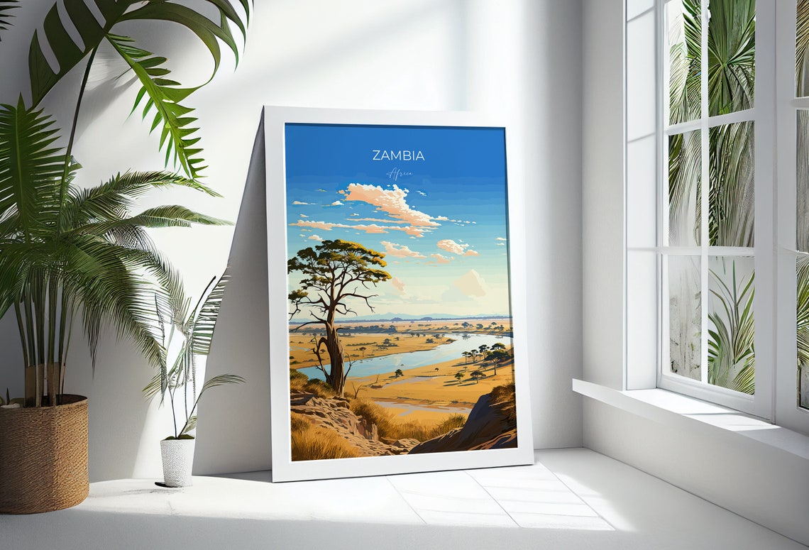 Zambia Travel Print Wall Art Travel Poster Of Zambia Zambia Gift Zambia Travel Art Africa Art Lovers Gift - Image 3
